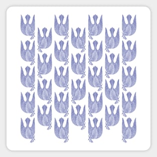 Cute birds and pattern with dark blue lines, version 2 Magnet